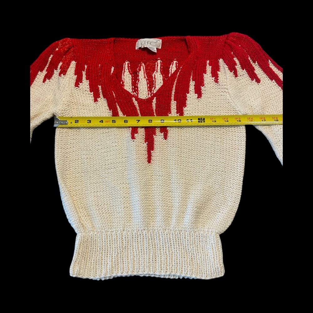 Women’s Cream Crewneck Sweater with Red Yoke Detail - Picture 4 of 6